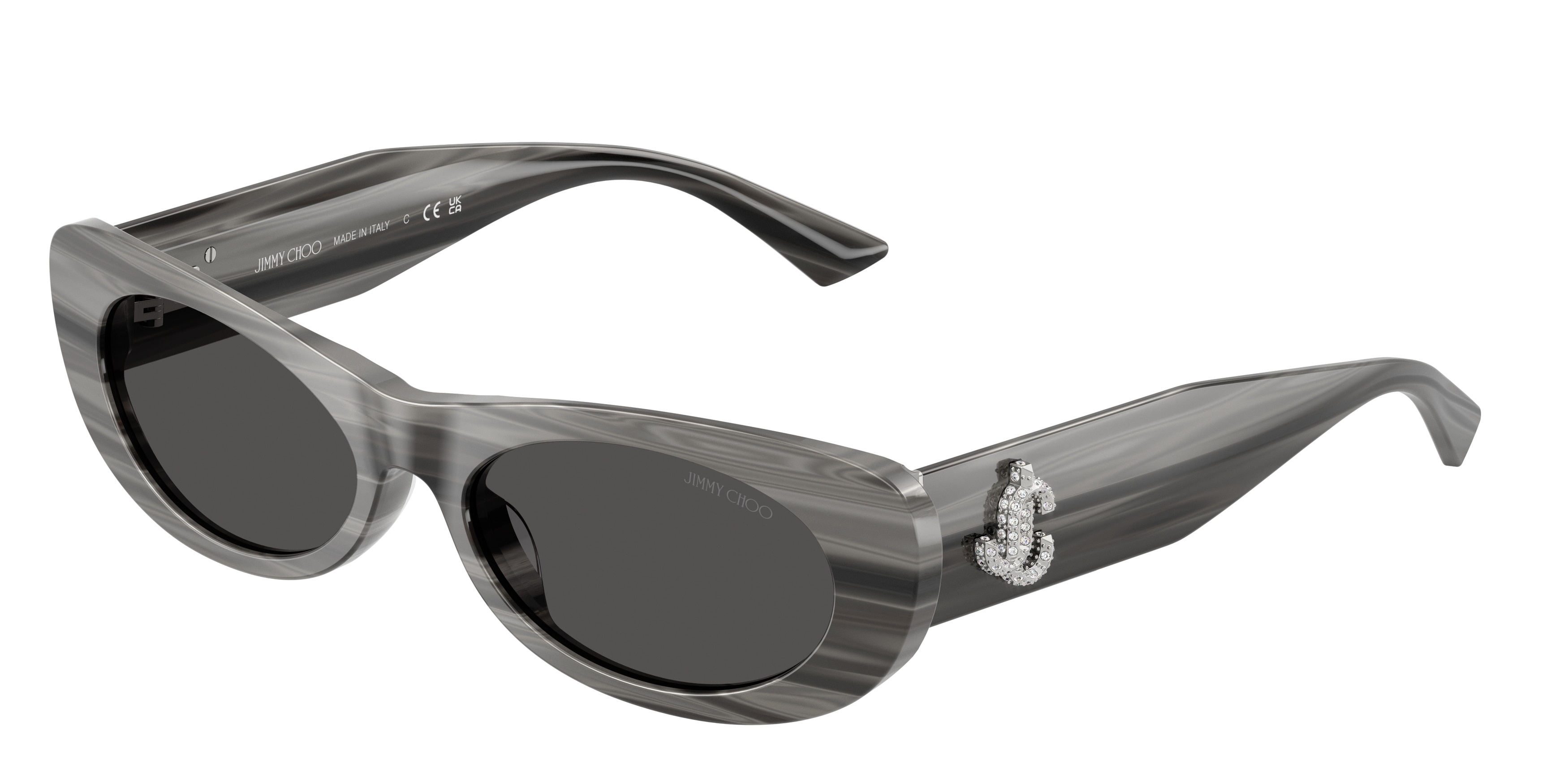 Jimmy Choo Damen JC5038BU 506387 Sonnenbrillen Acetat Schwarz Grau Rund Normal-image